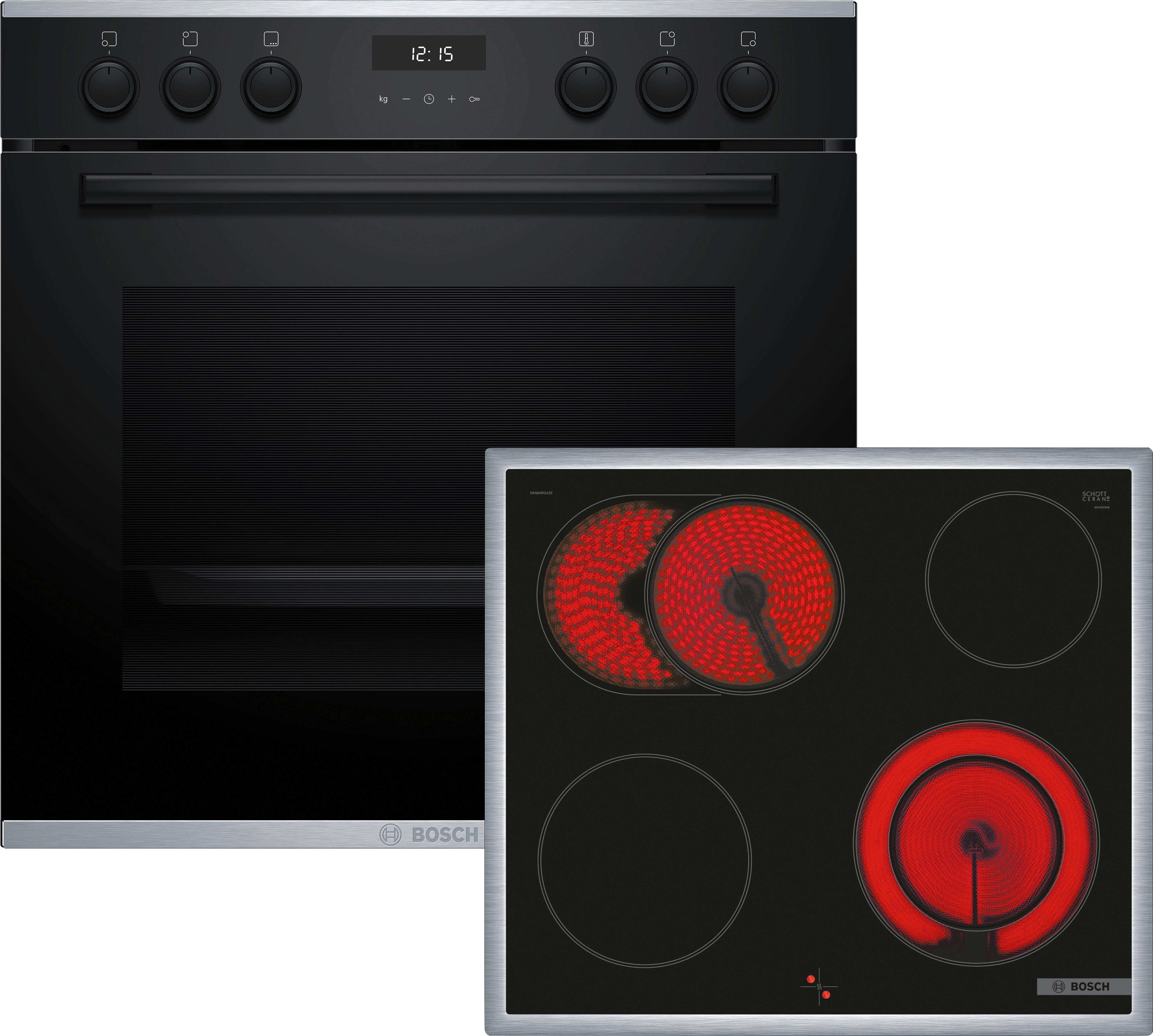 Herdset HND631FH63 - Schwarz, Glas/Metall (59,4/59,5/54,8cm) - Bosch