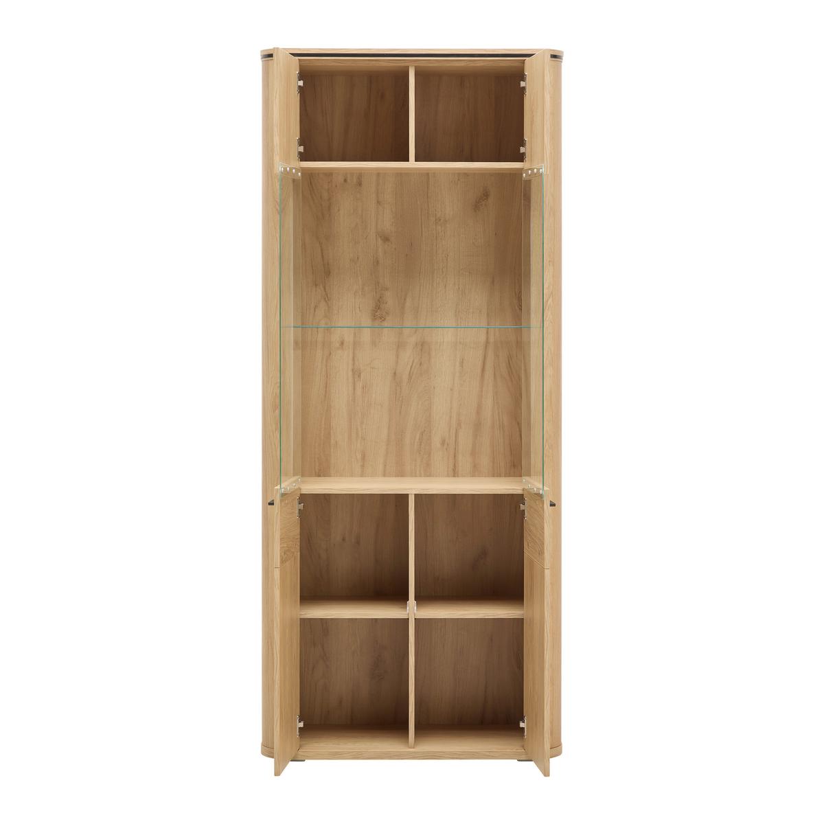 Vitrine Lagos Eichefarben - Eichefarben/Anthrazit, MODERN, Glas/Holzwerkstoff (89,2/209,5/37,5cm) - Premium Living
