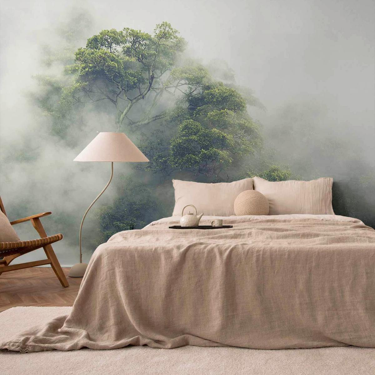 Fotótapéta Foggy Amazon - szürkésfehér/zöld, Lifestyle, textil (450cm) - artgeist
