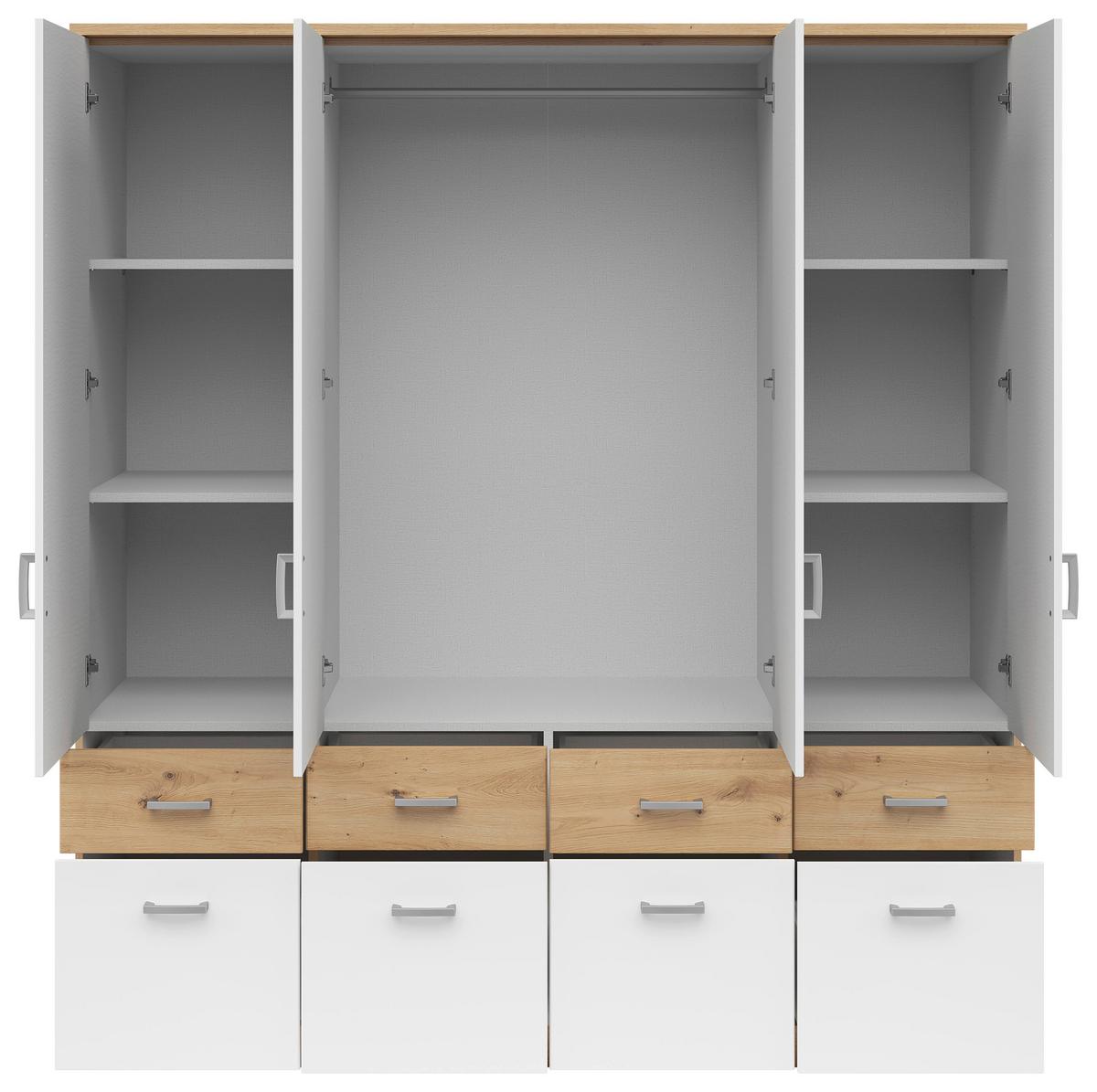 Dulap BRANDO 4 SP - argintiu/alb, Konventionell, material pe bază de lemn (181/199/58cm)