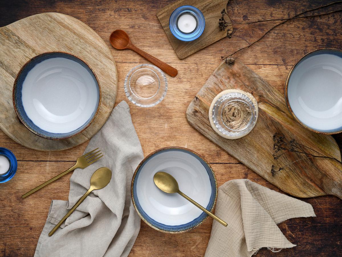 Set Posod Cascade Blue, 4-Delni - modra/bela, Design, keramika (17,5cm) - Creatable