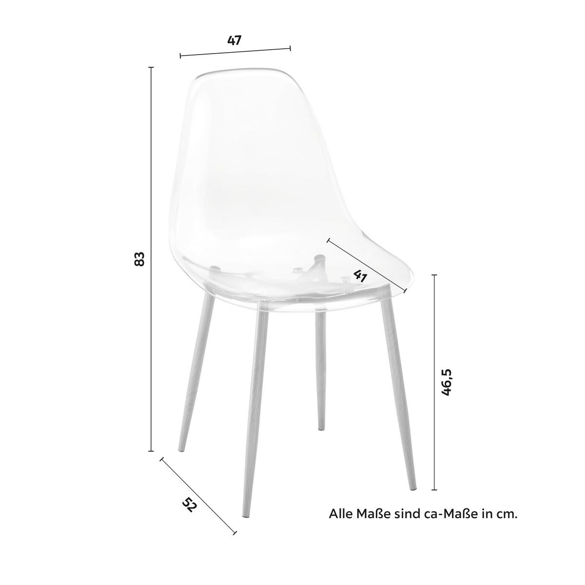 Stuhl Vinnie Transparent Kunststoff - Transparent/Naturfarben, MODERN, Kunststoff/Metall (47/83/52cm) - Bessagi Home