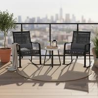 Balkonset Mathilda Dunkelgr. Metall/Outdoorstoff +Abdeckung - Dunkelgrau/Schwarz, MODERN, Kunststoff/Textil - Bessagi Garden