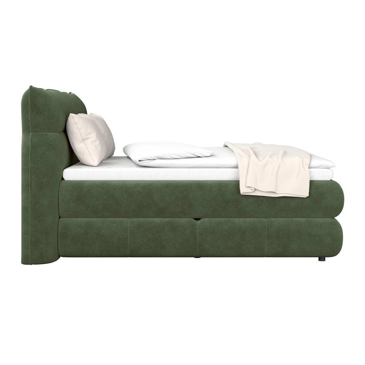 Boxspring Krevet Carmelo - tamno zelena/crna, Trend, tekstil/plastika (140/200cm) - Premium Living