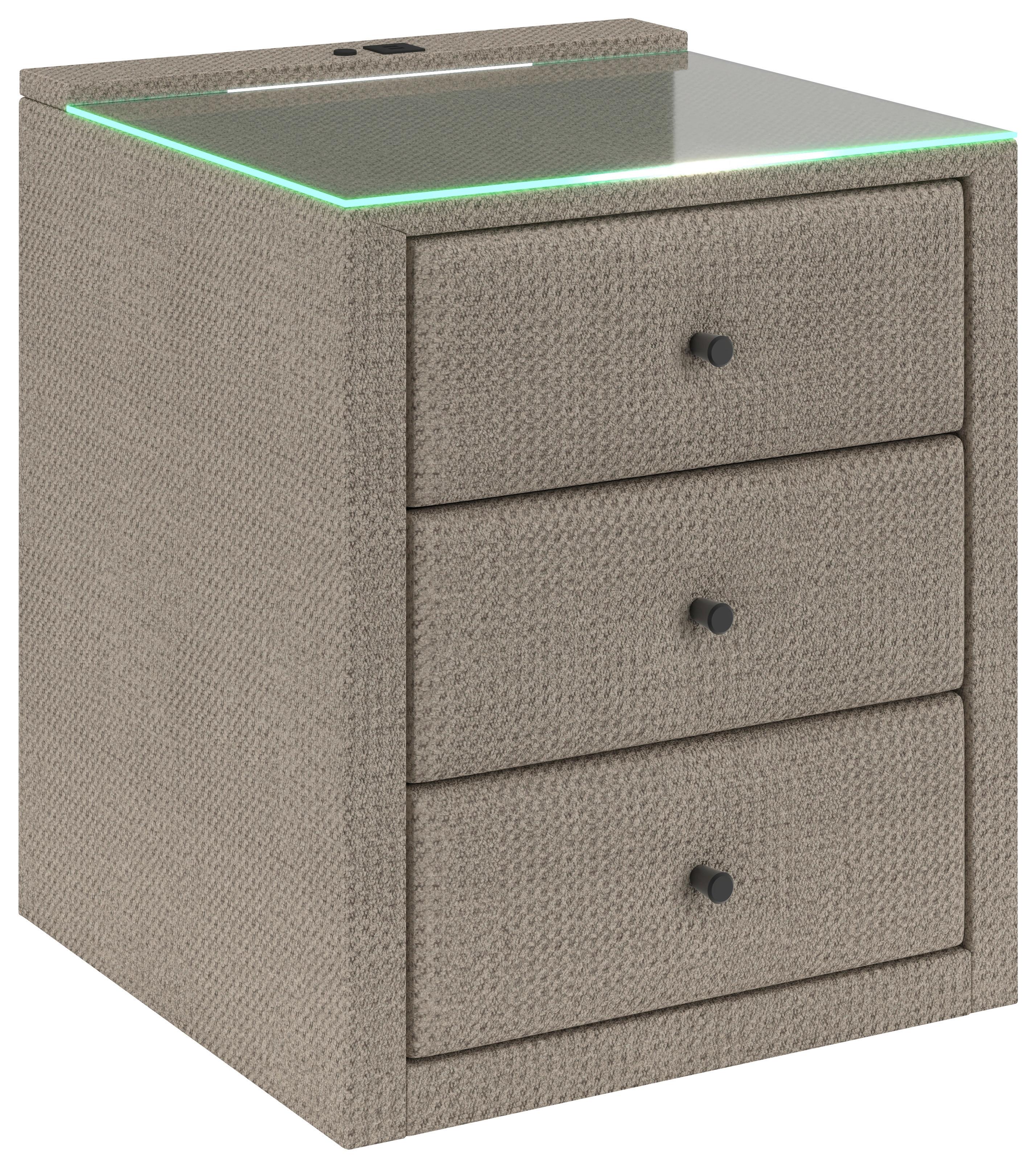 Noćni Ormarić Brisbane I - bež, Trend, staklo/drvni materijal (49,5/56,5/46cm) - Premium Living