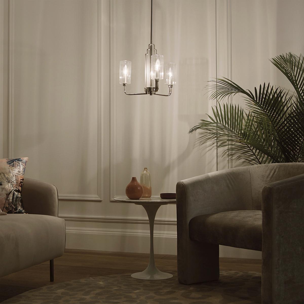 Luster Kimrose 3 - boje nikla, Konvencionalno, staklo/metal (45.9/47.9cm) - Elstead Lighting
