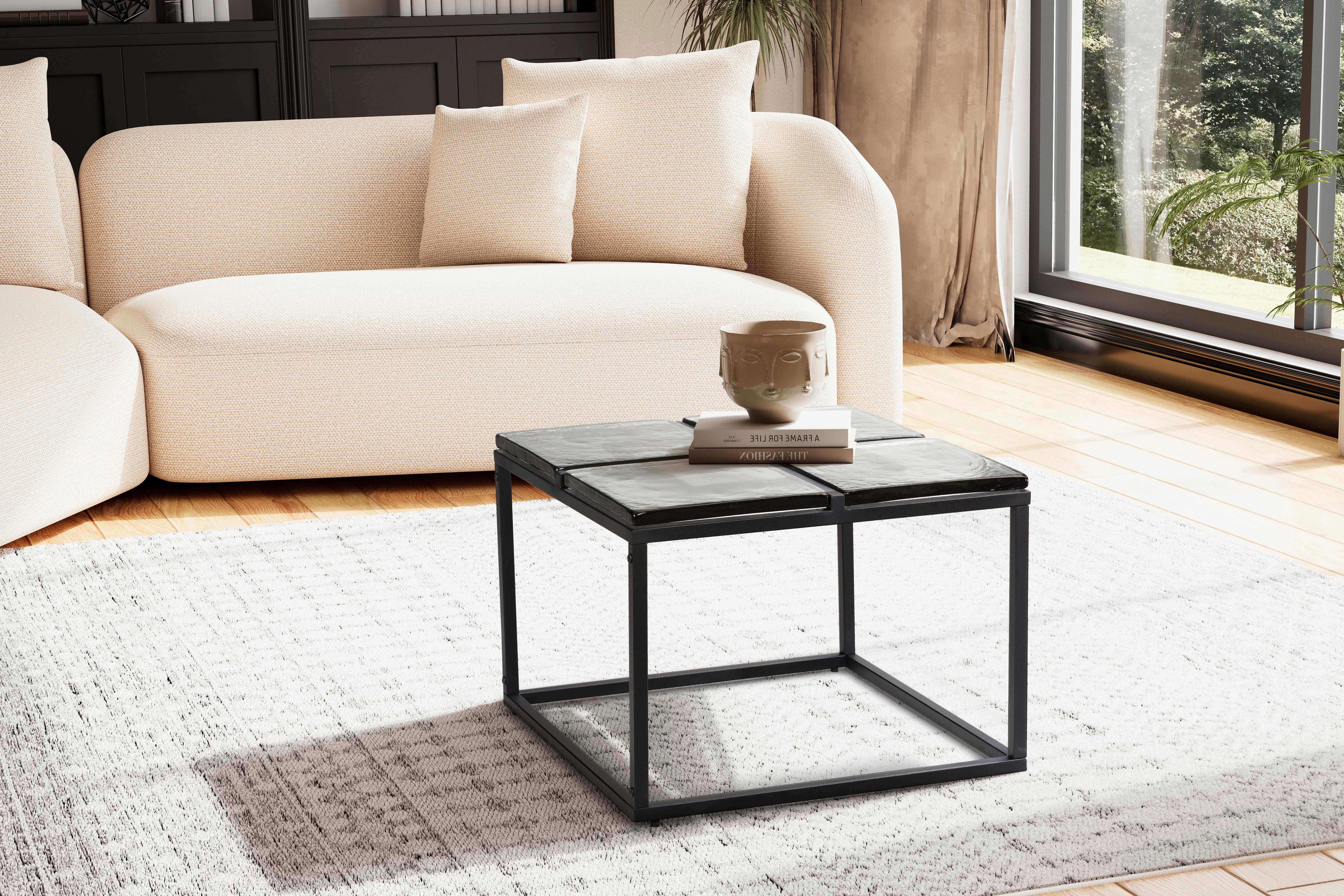 TABLE BASSE WL7.139 - noir, Design, verre/métal (58/58/43,5cm) - MID.YOU
