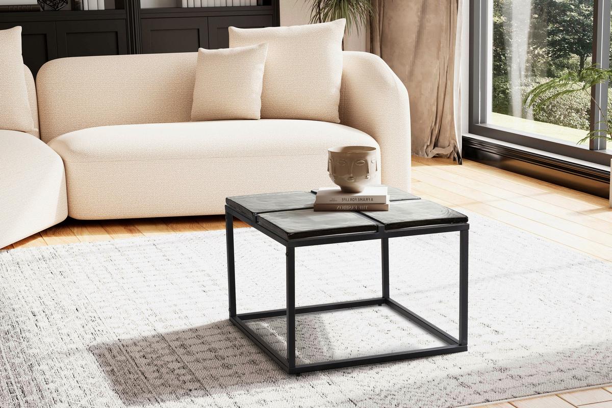 TABLE BASSE WL7.139 - noir, Design, verre/métal (58/58/43,5cm) - MID.YOU