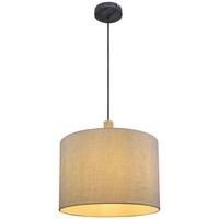 Hängeleuchte Roger in Grau/Schwarz max. 40 Watt - Schwarz/Grau, Natur, Holz/Textil (40/120cm) - Globo
