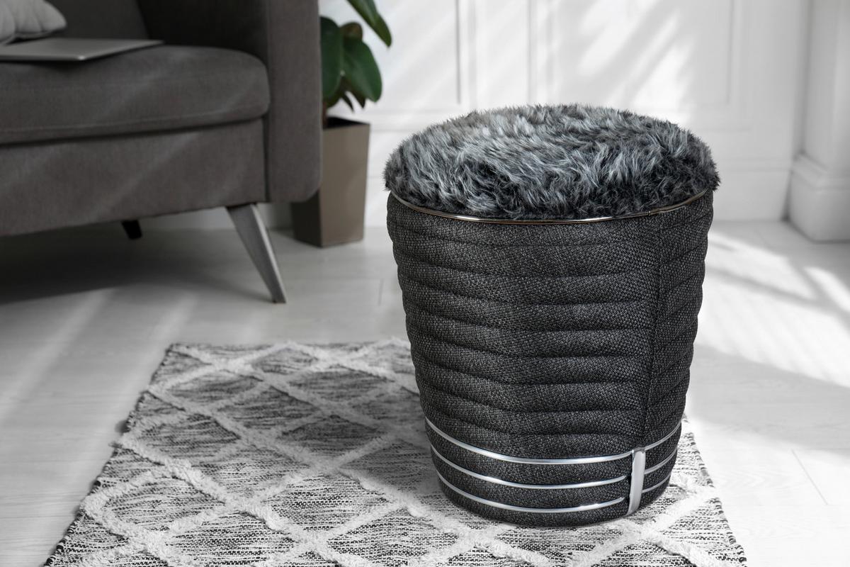 HOCKER DORIC 345 - Anthrazit/Graphitfarben, Design, Textil (42/50cm) - Kayoom