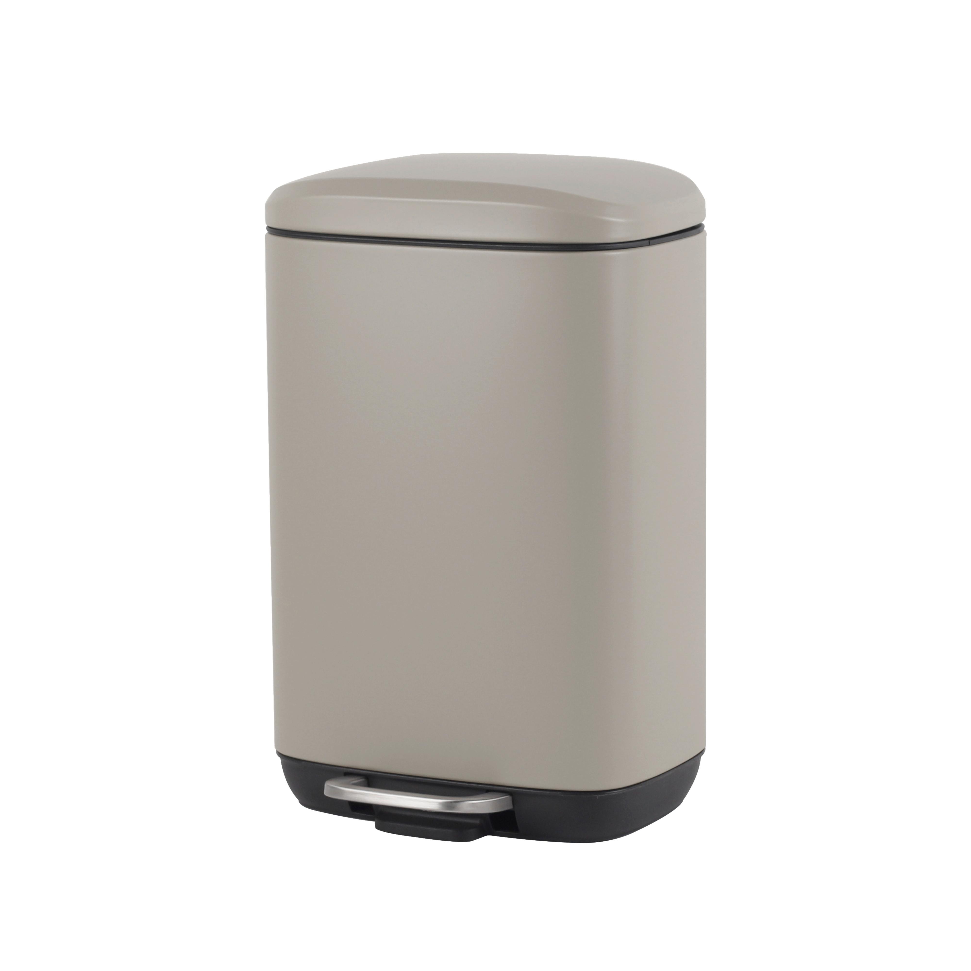 KOSZ NA ŚMIECI Z PEDAŁEM SK18093A-004 - czarny/taupe, Basics, tworzywo sztuczne/metal (21/32,7/19,5cm) - Novel