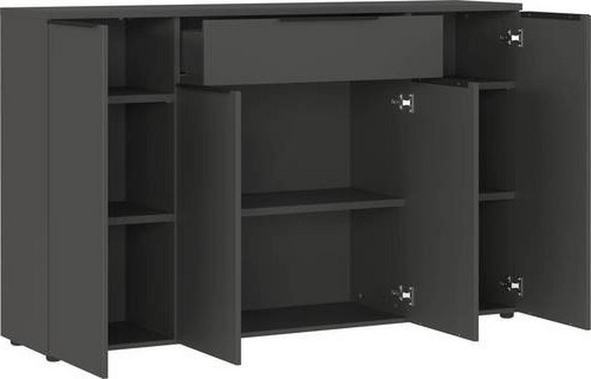 Sideboard Ribera in Graphitfarben - Graphitfarben/Schwarz, MODERN, Holzwerkstoff/Kunststoff (160/101/40cm) - Premium Living