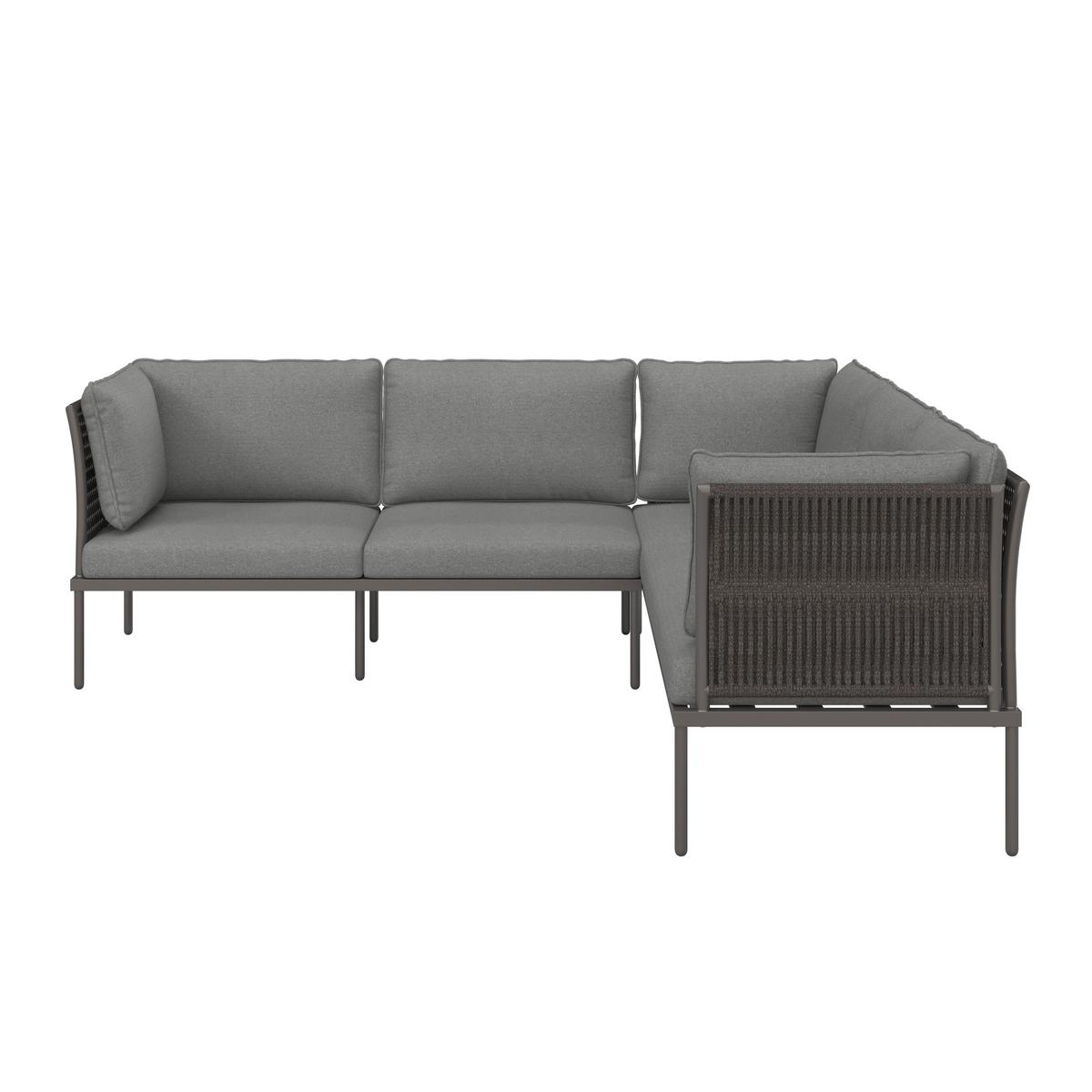 Gartenlounge Elora Hellgrau Textil/Metall - Anthrazit/Hellgrau, Modern, Textil/Metall (223/75/74cm) - Bessagi Garden