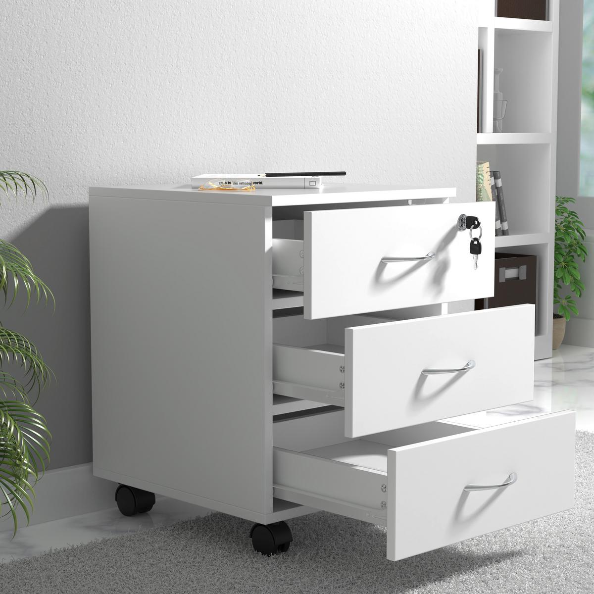 Predalnik Na Kolescih Baula L, Bela - srebrne barve/bela, Design, kovina/umetna masa (40/54/44cm) - MID.YOU