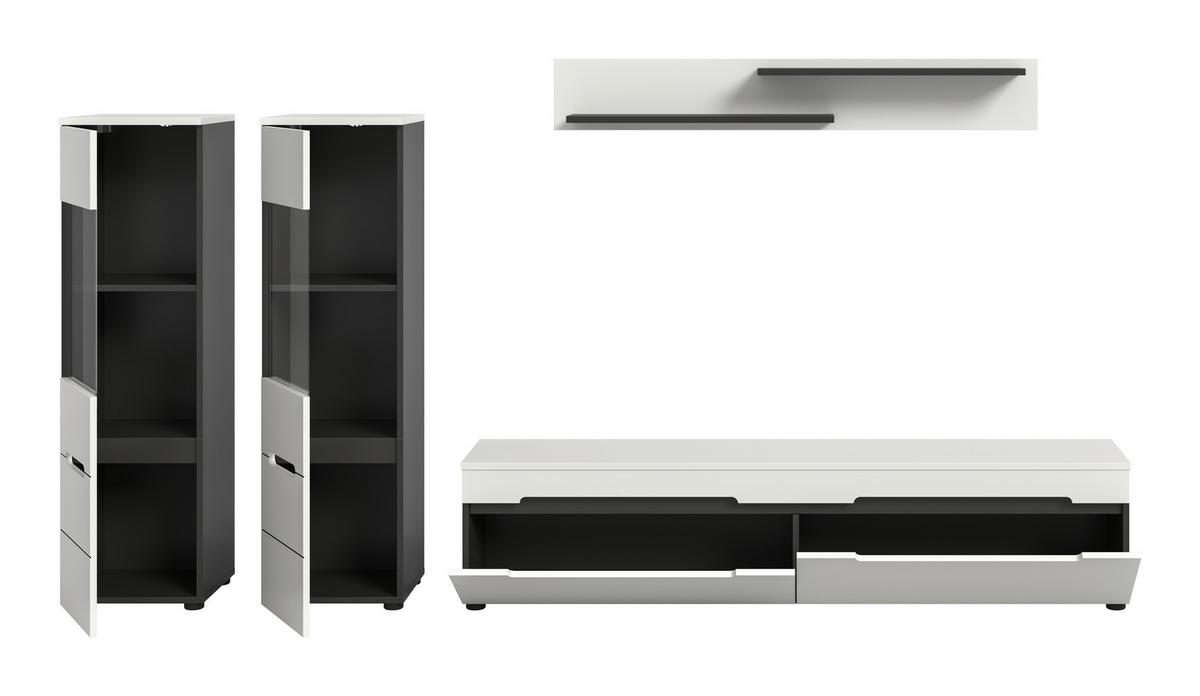 Dnevni Regal Canu, Bela, Siva, 4-Delni - črna/bela, Design, umetna masa/leseni material (272/141/33cm) - Livetastic