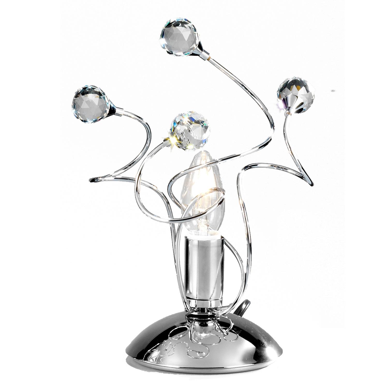 Kristall-Tischleuchte Trilly Chromfarben max. 6 Watt - Chromfarben, KONVENTIONELL, Glas/Metall (23/27cm)