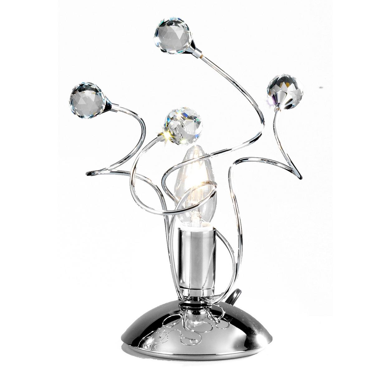 Kristall-Tischleuchte Trilly Chromfarben max. 6 Watt - Chromfarben, KONVENTIONELL, Glas/Metall (23/27cm)