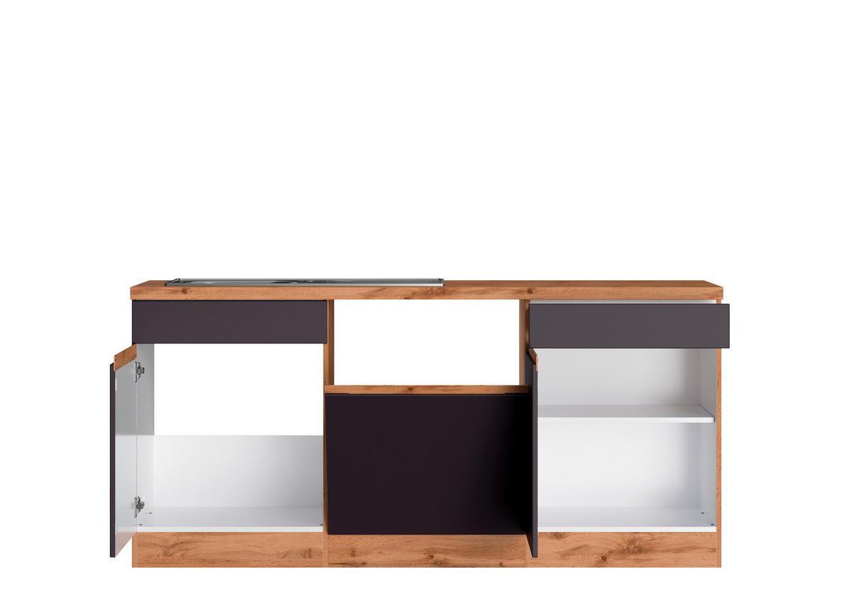 Eckküche Turin ohne Geräte ca. 360x240 cm Grau/Eiche - Eiche Wotan/Grau, Design, Holzwerkstoff (360cm) - Held