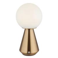 AKKU-TISCHLEUCHTE 21029C SORA - Weiss/Kupferfarben, Konventionell, Kunststoff/Metall (12/23,5cm) - Globo