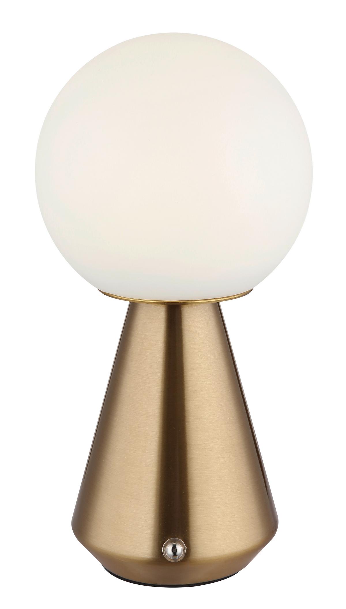 AKKU-TISCHLEUCHTE 21029C SORA - Weiss/Kupferfarben, Konventionell, Kunststoff/Metall (12/23,5cm) - Globo