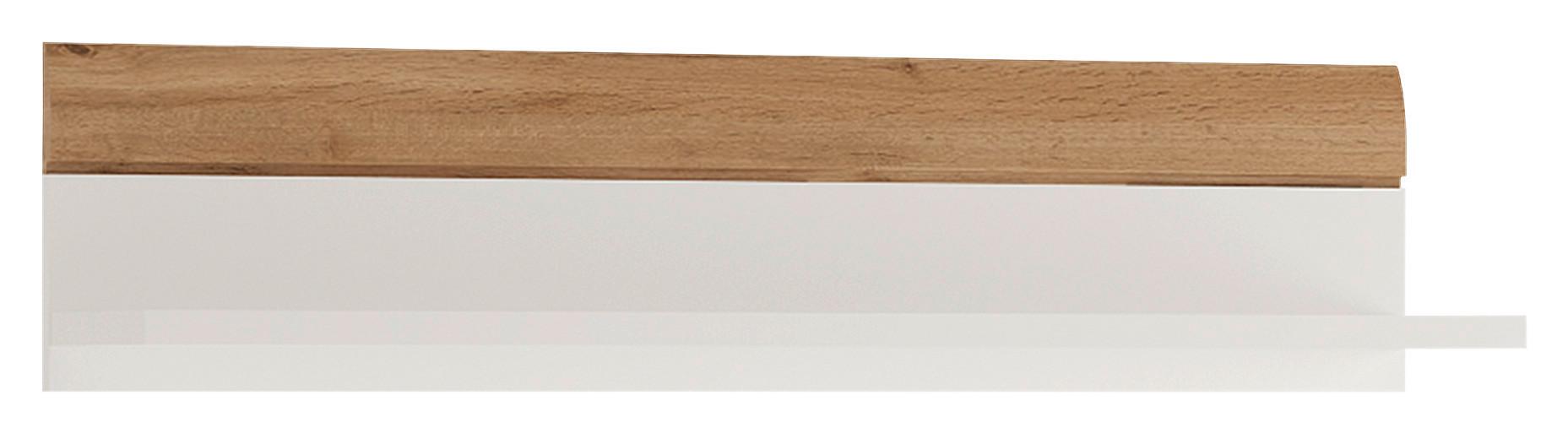Zidna Polica Merida - bijela/hrast Wotan, Romantično / ladanjski, drvni materijal (140/23/21,6cm) - Modern Living
