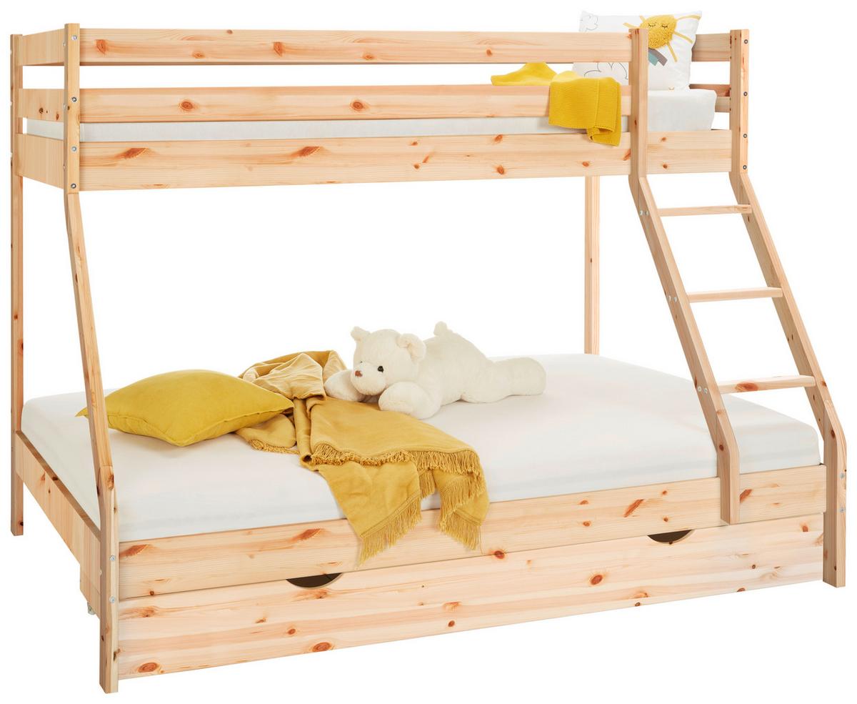 Etagenbett Denis Naturfarben ca. 90x200 / 140x200cm - Naturfarben, MODERN, Holz (205/157/152cm) - Zandiara