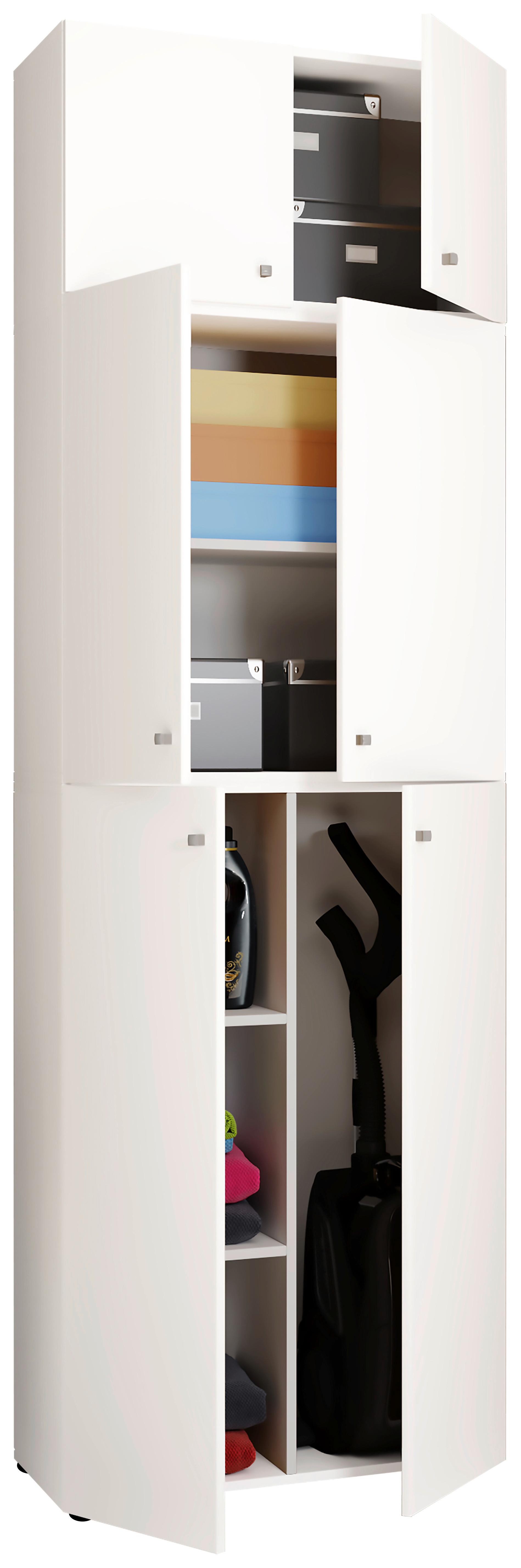 Mehrzweckschrank Lona XXL ca.70x223x39cm Weiß - Schwarz/Weiß, MODERN, Holzwerkstoff/Kunststoff (70/223/39cm) - MID.YOU