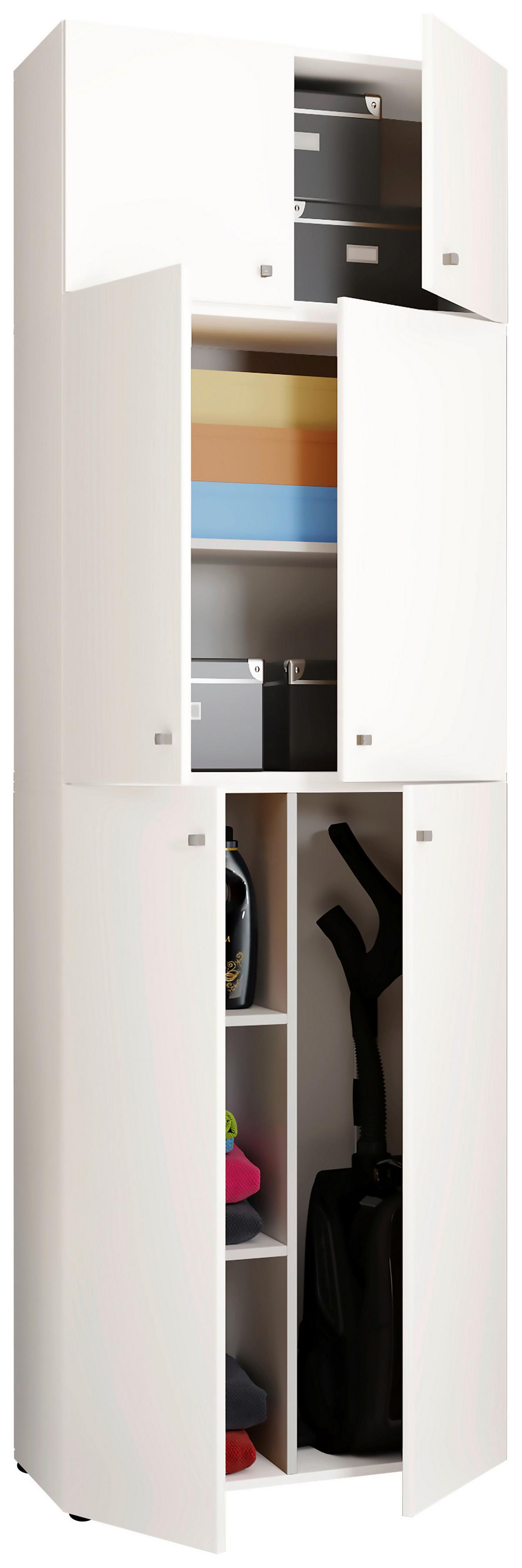 Mehrzweckschrank Lona XXL ca.70x223x39cm Weiß - Schwarz/Weiß, MODERN, Holzwerkstoff/Kunststoff (70/223/39cm) - MID.YOU