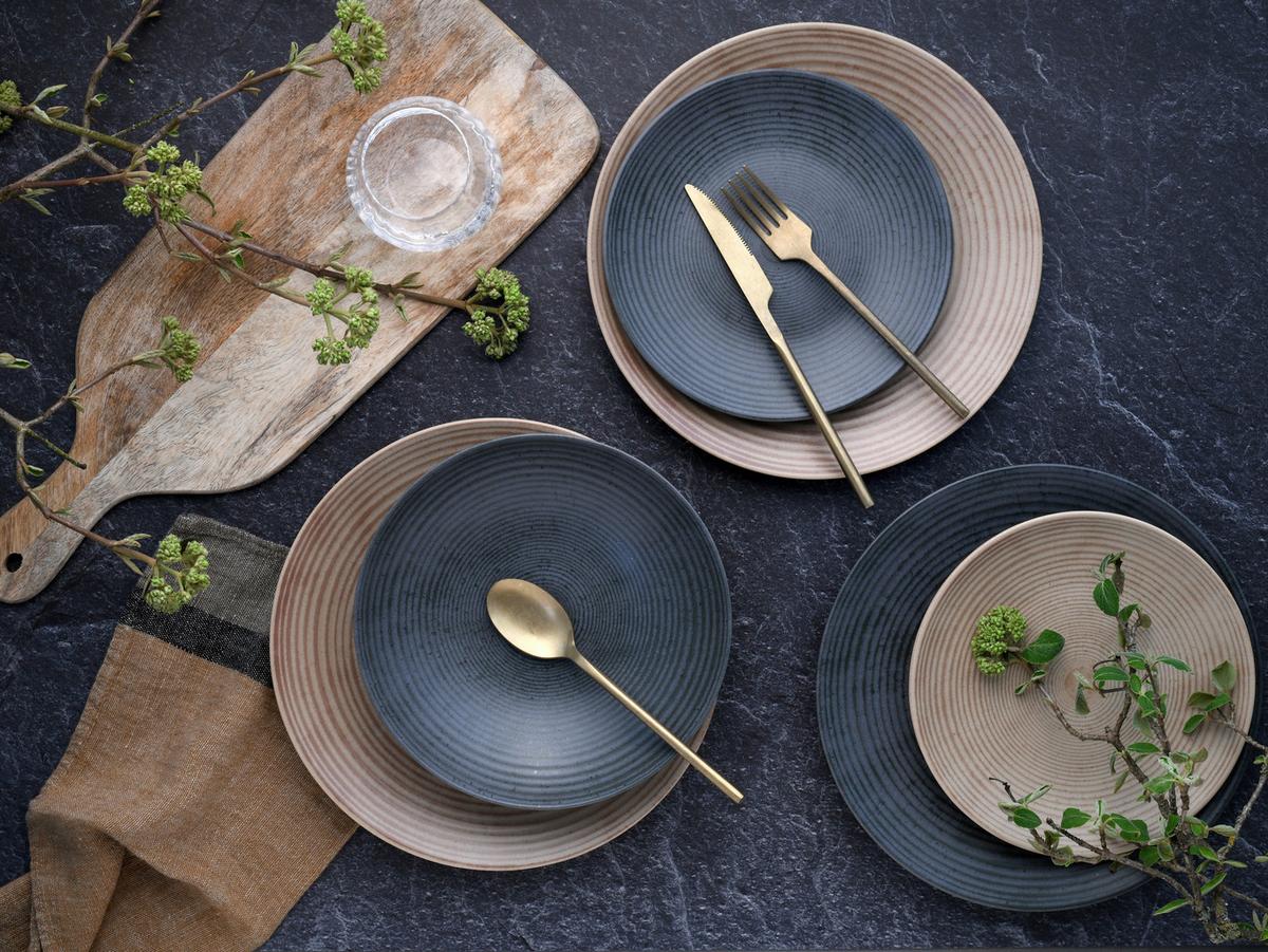 Jedilni Servis Catania Mix, 18-Delni - antracit/peščene barve, Design, keramika - Creatable