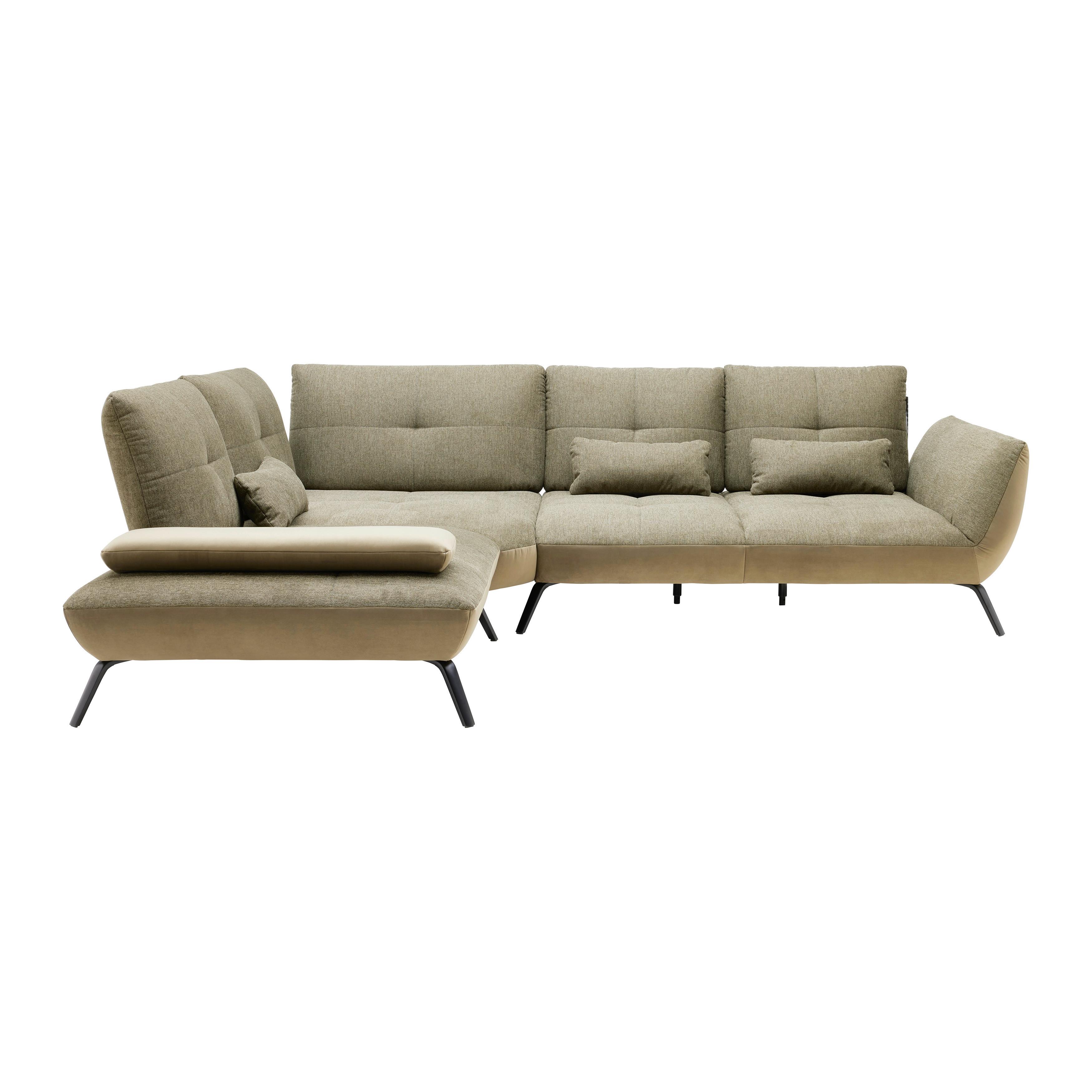 Wohnlandschaft Trendy Olivgrün - Schwarz/Olivgrün, MODERN, Holzwerkstoff/Textil (250/310cm) - Premium Living