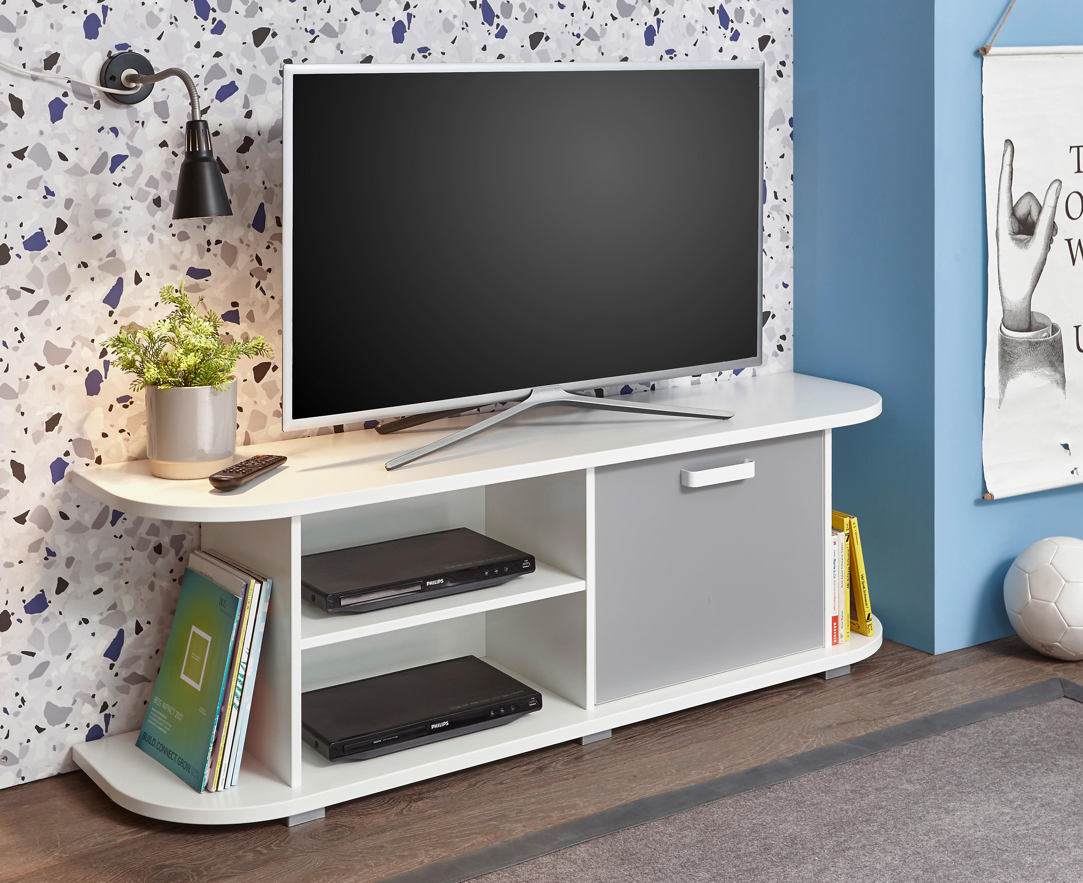 TV-Element in Grau/Weiss 'Yoris' - Weiß/Grau, Design, Holzwerkstoff/Kunststoff (141,6/44,8/36cm) - MID.YOU