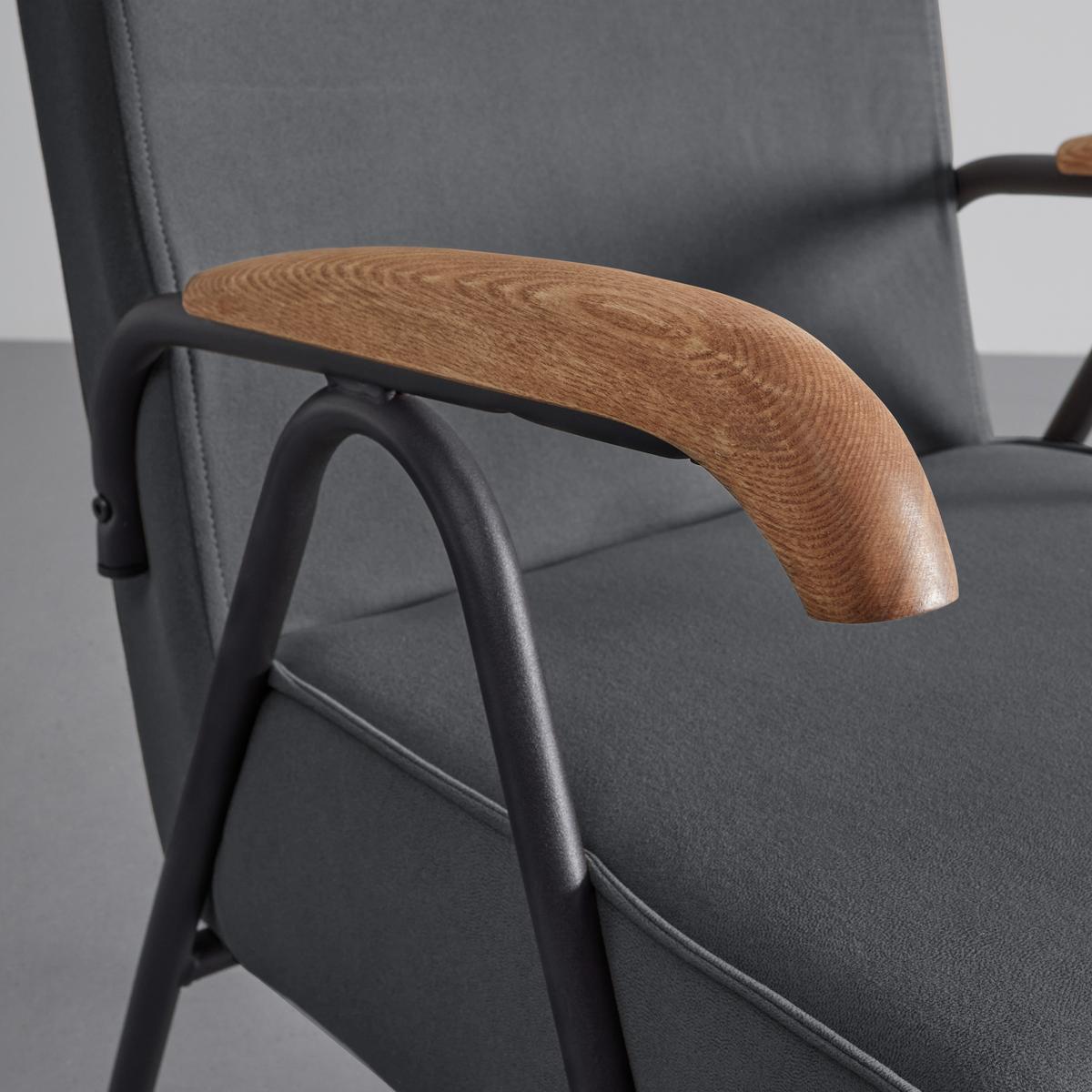 Relaxsessel Nati Grau Mikrofaser - Schwarz/Naturfarben, MODERN, Holz/Textil (52/79/66cm) - Bessagi Home