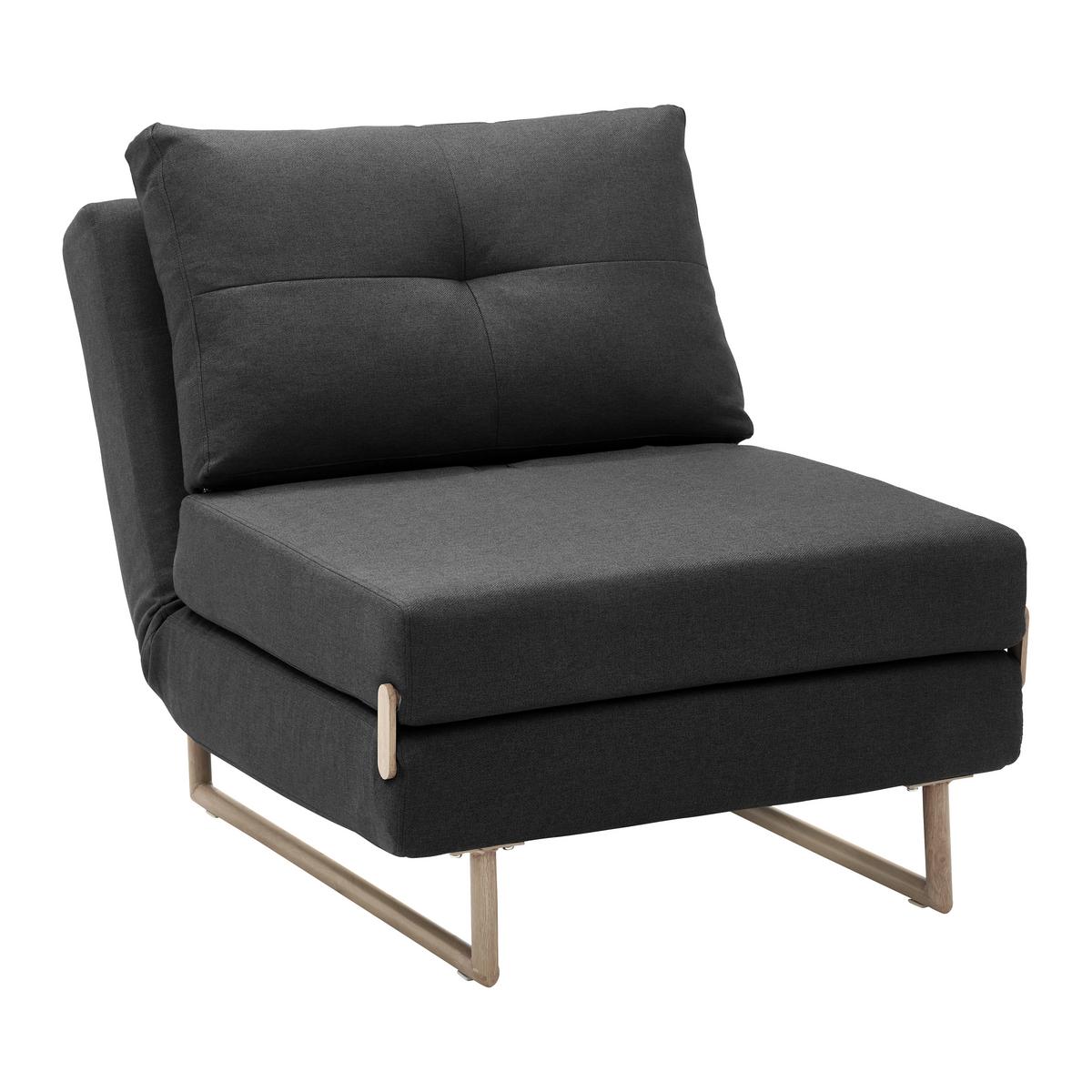 Schlafsessel dunkelgrau, "Malic" - Dunkelgrau/Eichefarben, Modern, Textil/Metall (80/84/90cm) - Bessagi Home