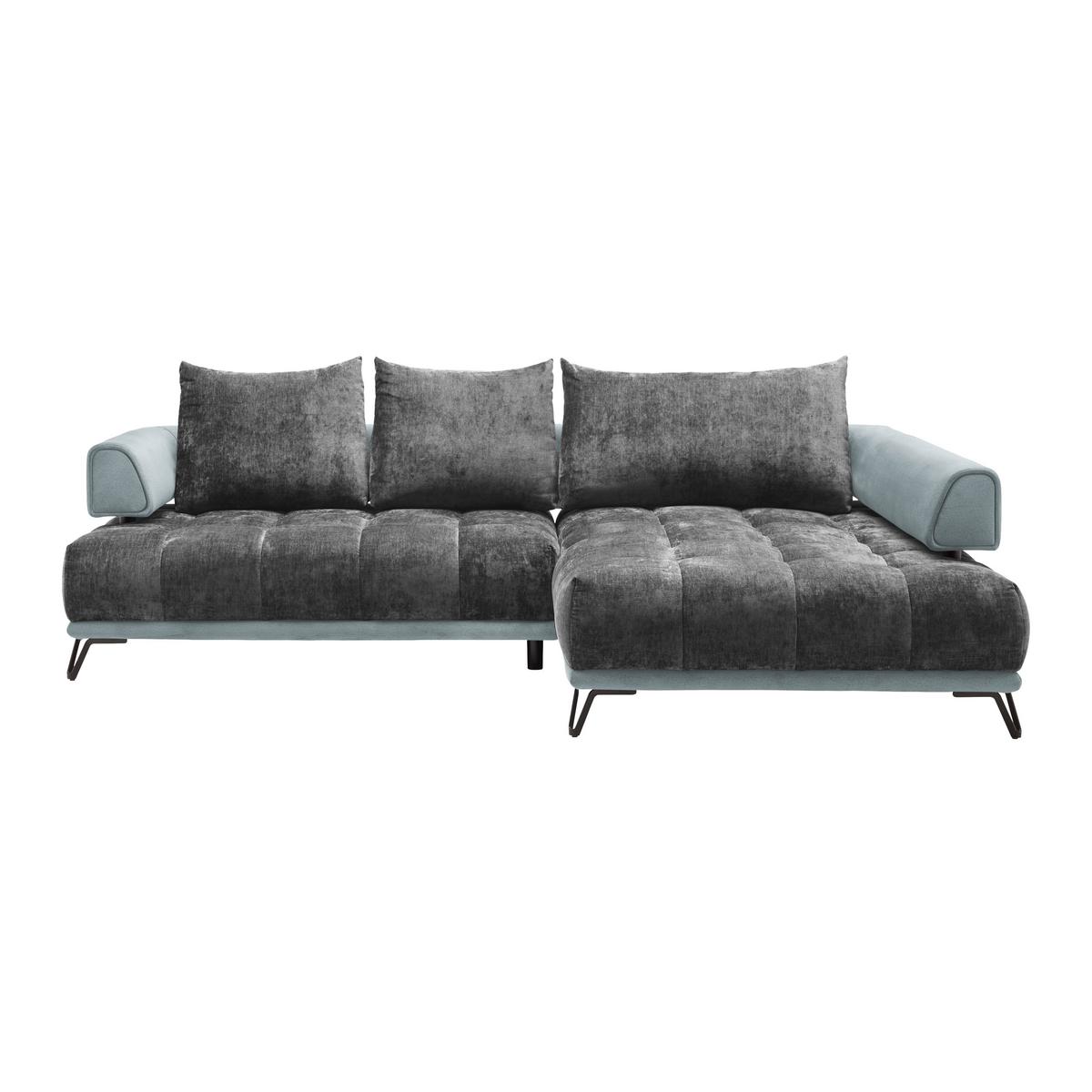 Ecksofa Morgan Silberfarben - Silberfarben/Schwarz, MODERN, Textil/Metall (262/67-87/184cm) - Mömax