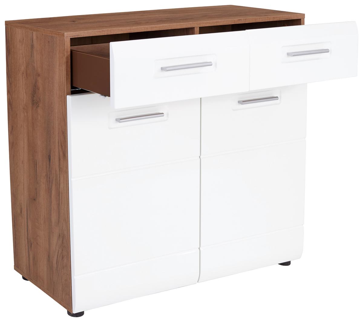 Komoda Avensis New, Bela, Barva Hrasta - črna/barve hrasta, Konvencionalno, umetna masa/leseni material (90/85,4/37cm) - Mömax