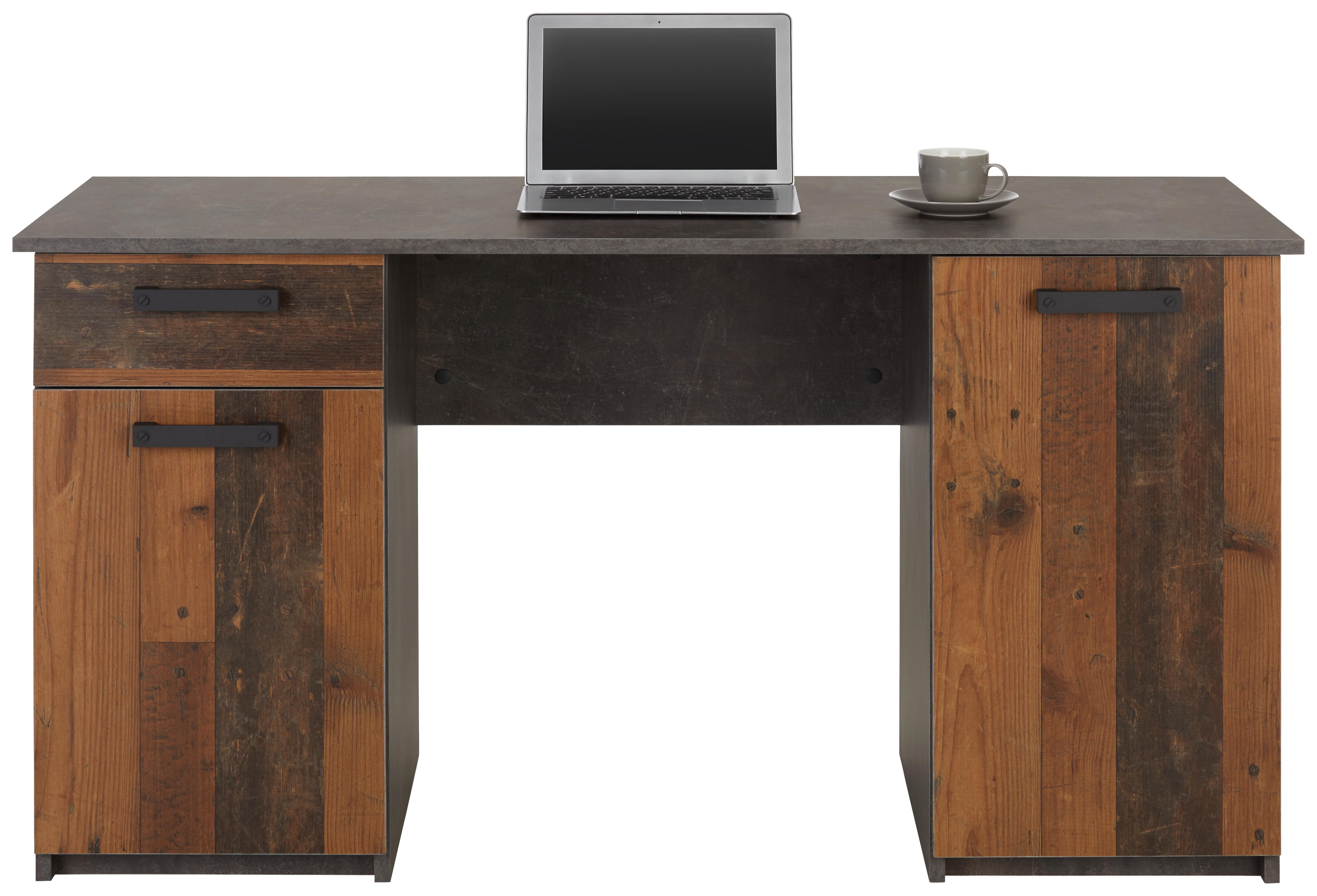 Schreibtisch in Braun/Dunkelgrau - Dunkelgrau/Dunkelbraun, MODERN, Holzwerkstoff/Kunststoff (145/76/60cm) - Modern Living