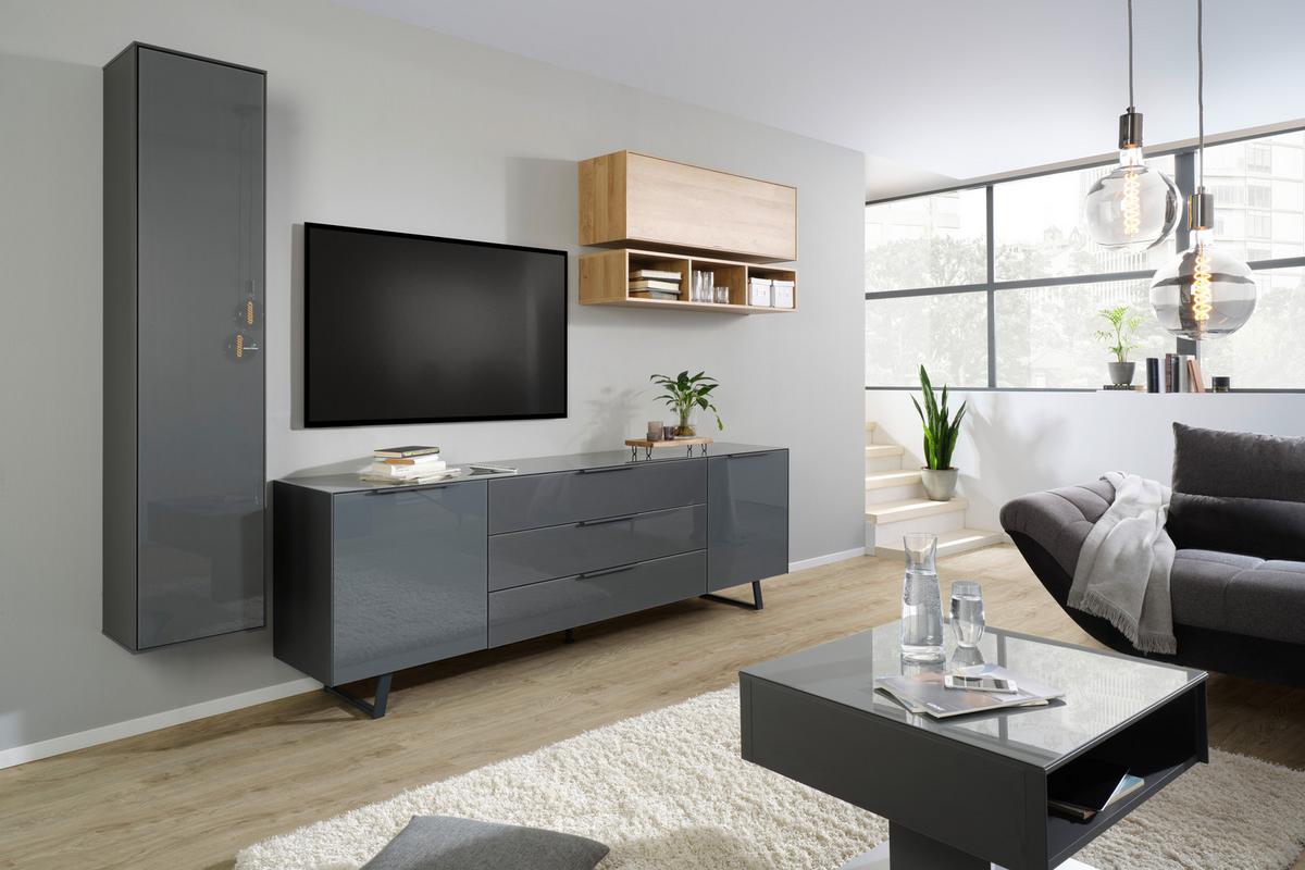 Hängeelement Max Box in Anthrazit - Anthrazit, MODERN, Glas/Holzwerkstoff (38/175/32cm) - Premium Living