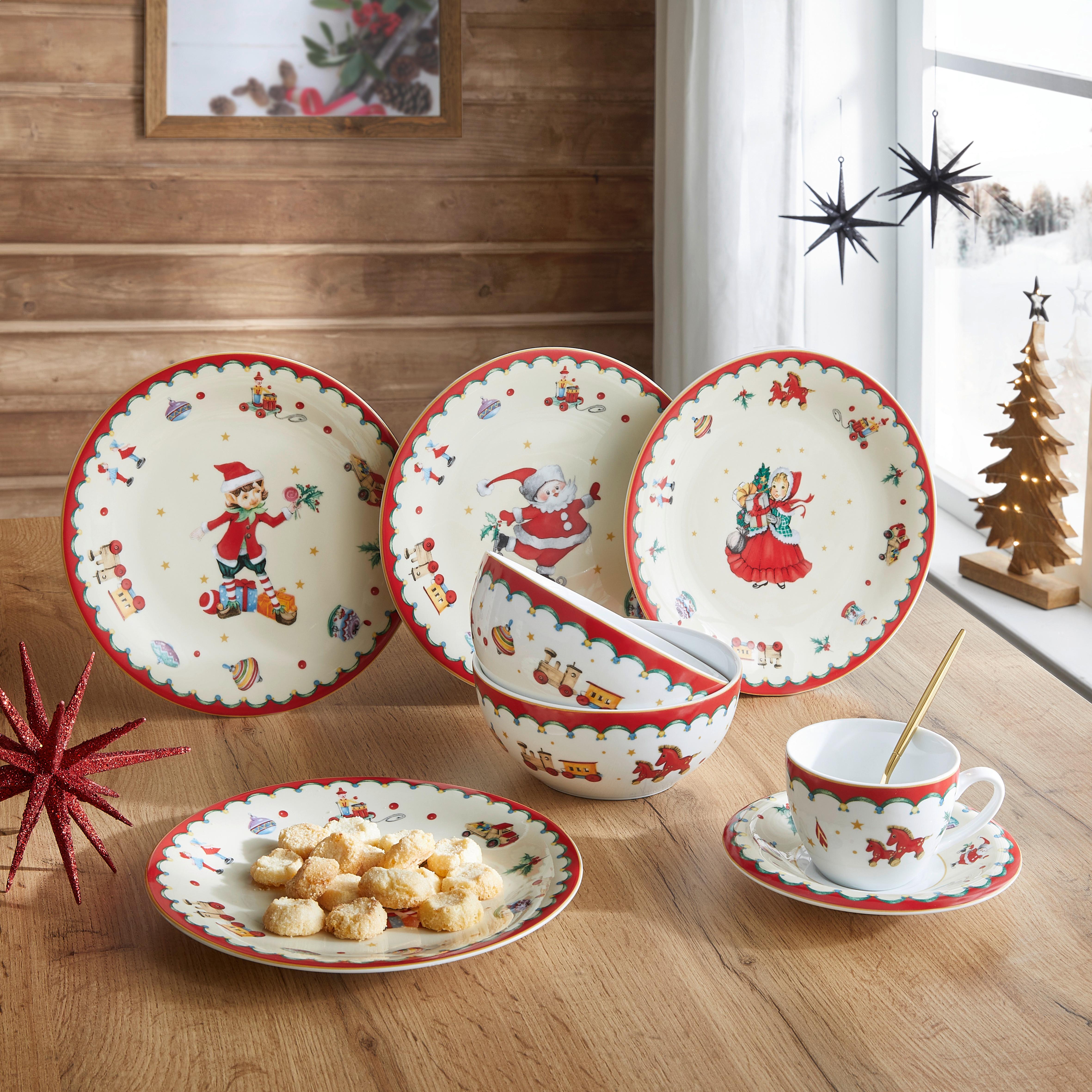 Müslischale XMAS mit Weihnachtsmotiv Ø ca. 15cm - Weiss/Rot, Konventionell, Keramik (15/6,6cm) - Mömax