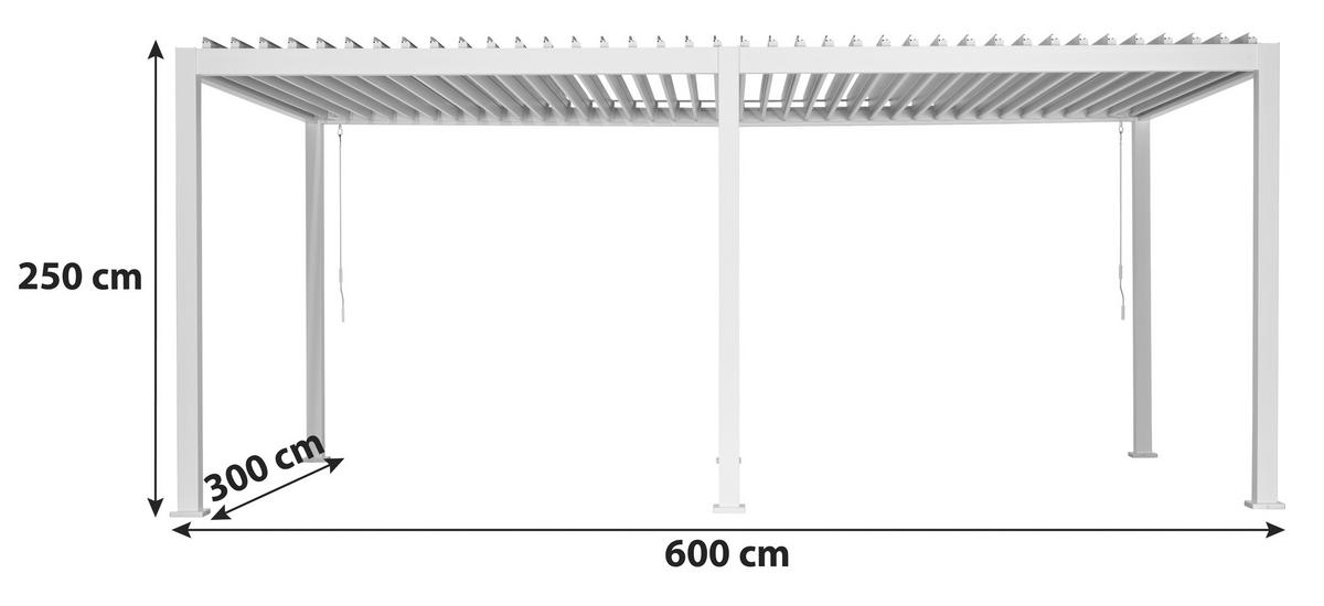 Pergola Deluxe, Bela, 600x300cm - bela, Moderno, kovina (600/250/300cm) - Gardenson
