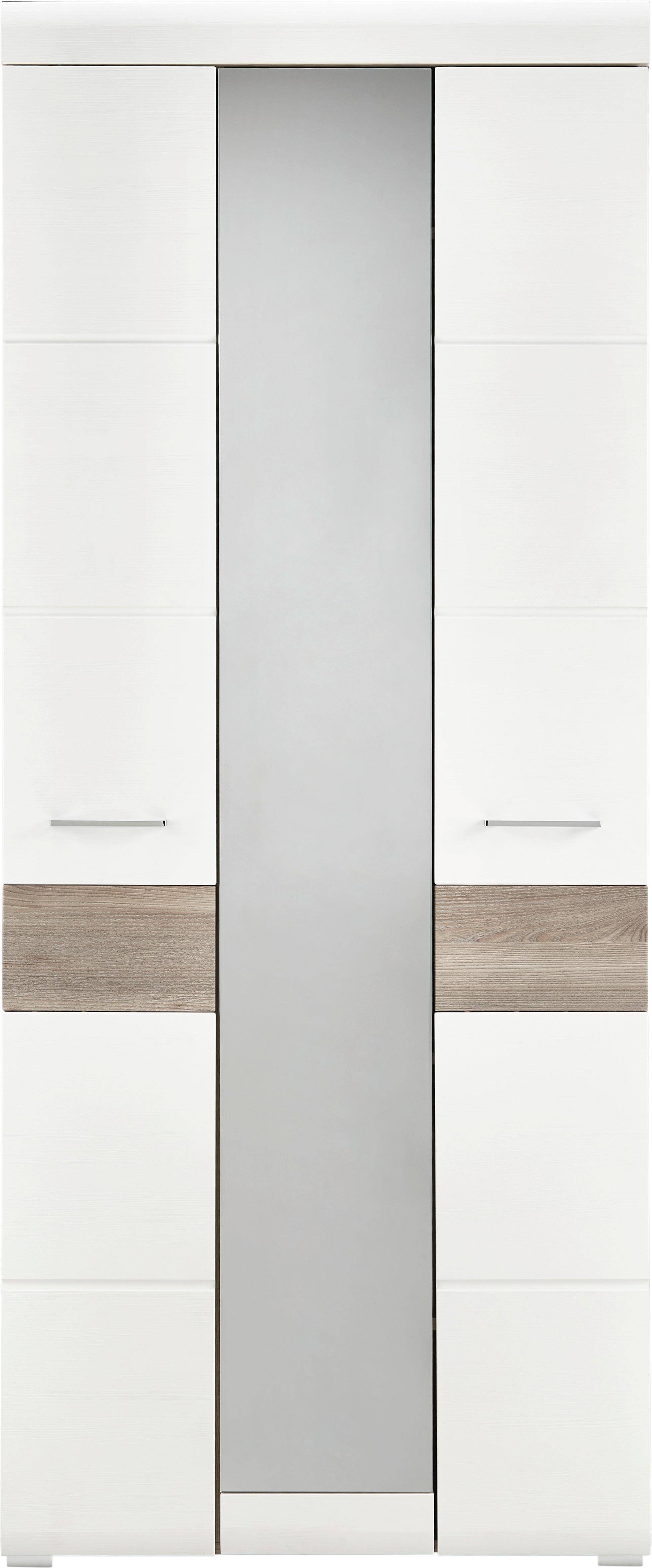 armoire de garde-robe in Silbereiche/Weiss - Chromfarben/Weiss, Konventionell (85/200/40cm) - Premium Living