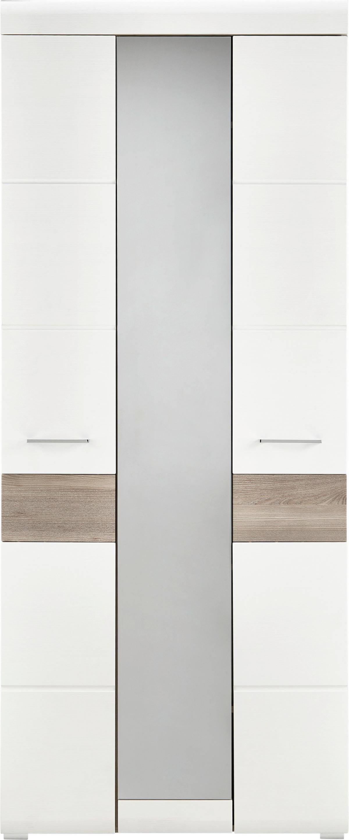 armoire de garde-robe in Silbereiche/Weiss - Chromfarben/Weiss, Konventionell (85/200/40cm) - Premium Living
