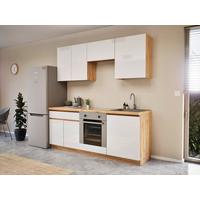 Konyhablokk Toscana - Artisan tölgy/magasfényű fehér, Modern, faalapú anyag (200cm)