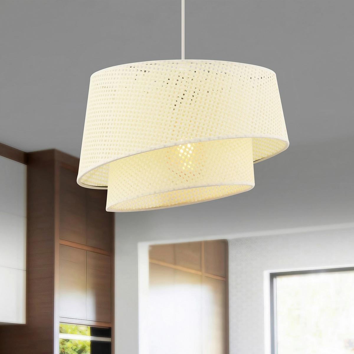 LAMPA WISZĄCA BARETTE HAZERAN - WHITE - biały, Design, metal/tkanina (32/65cm) - P & B