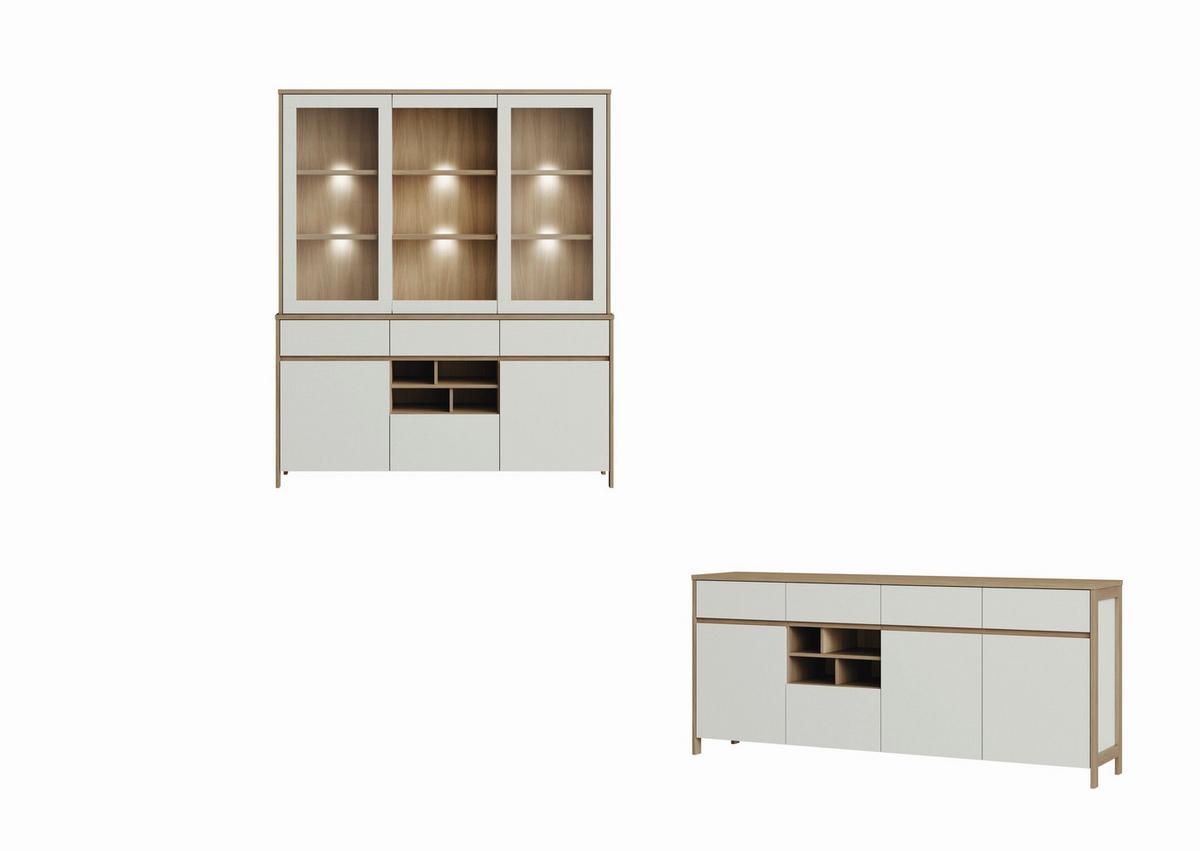 WOHNWAND STRANDA - Eichefarben/Weiß, Design, Holzwerkstoff - MID.YOU