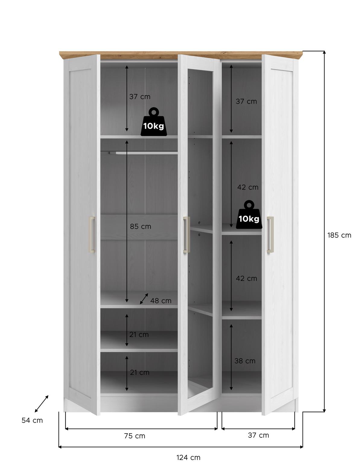 Drehtürenschrank Florenz ca.124x185x54cm Weiß - Champagner, MODERN, Holzwerkstoff/Kunststoff (124/185/54cm) - MID.YOU