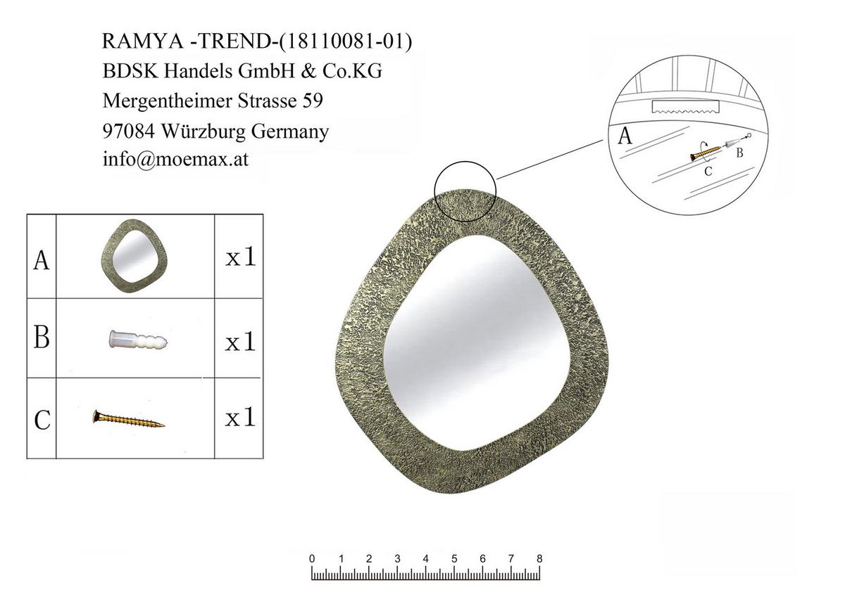 Ogledalo Ramya - zlatno-smeđa, Lifestyle, staklo/drvni materijal (71/79/3cm) - Premium Living