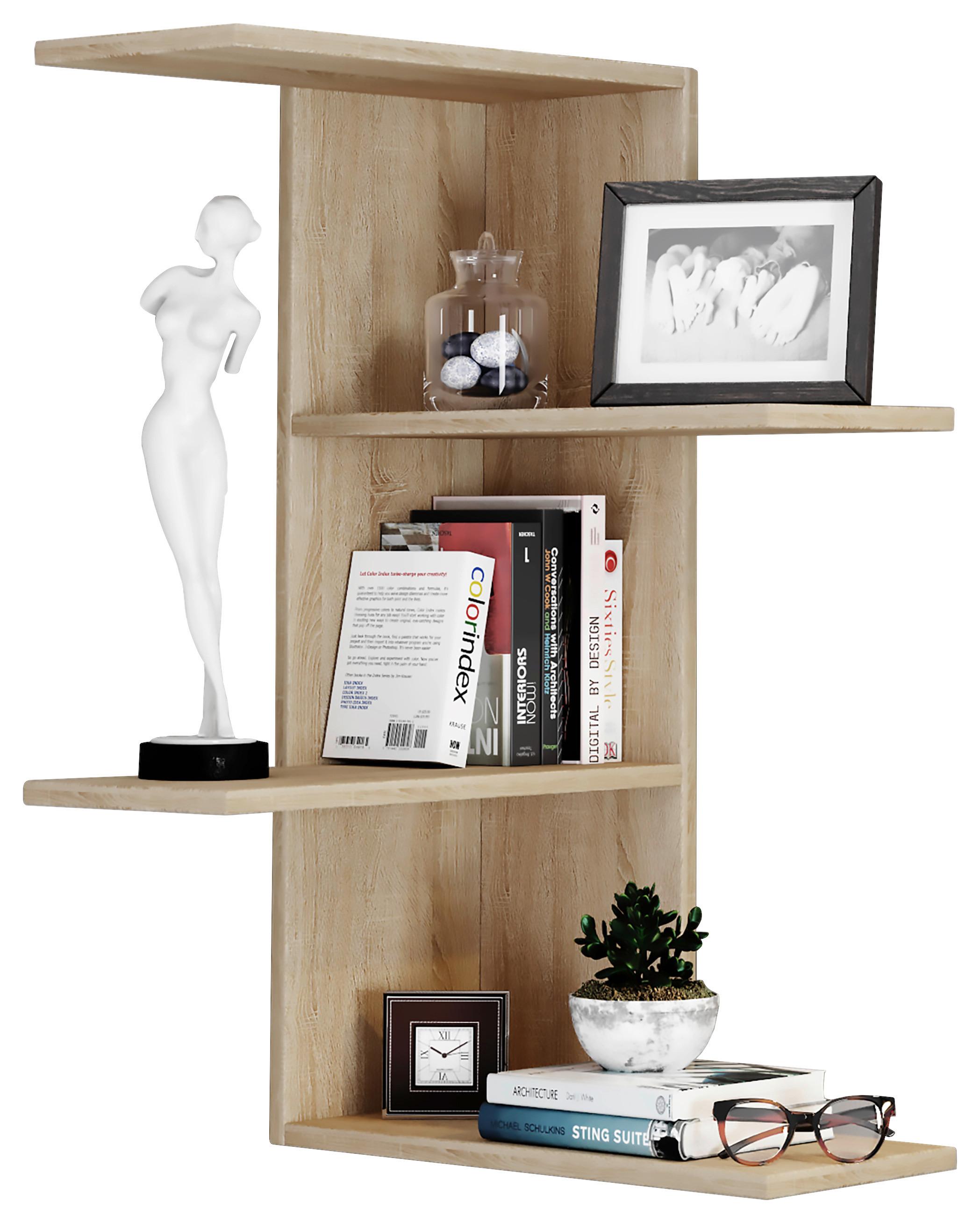 Stenski Regal Balos, Hrast - hrast sonoma, Moderno, leseni material (45/77/45cm) - MID.YOU