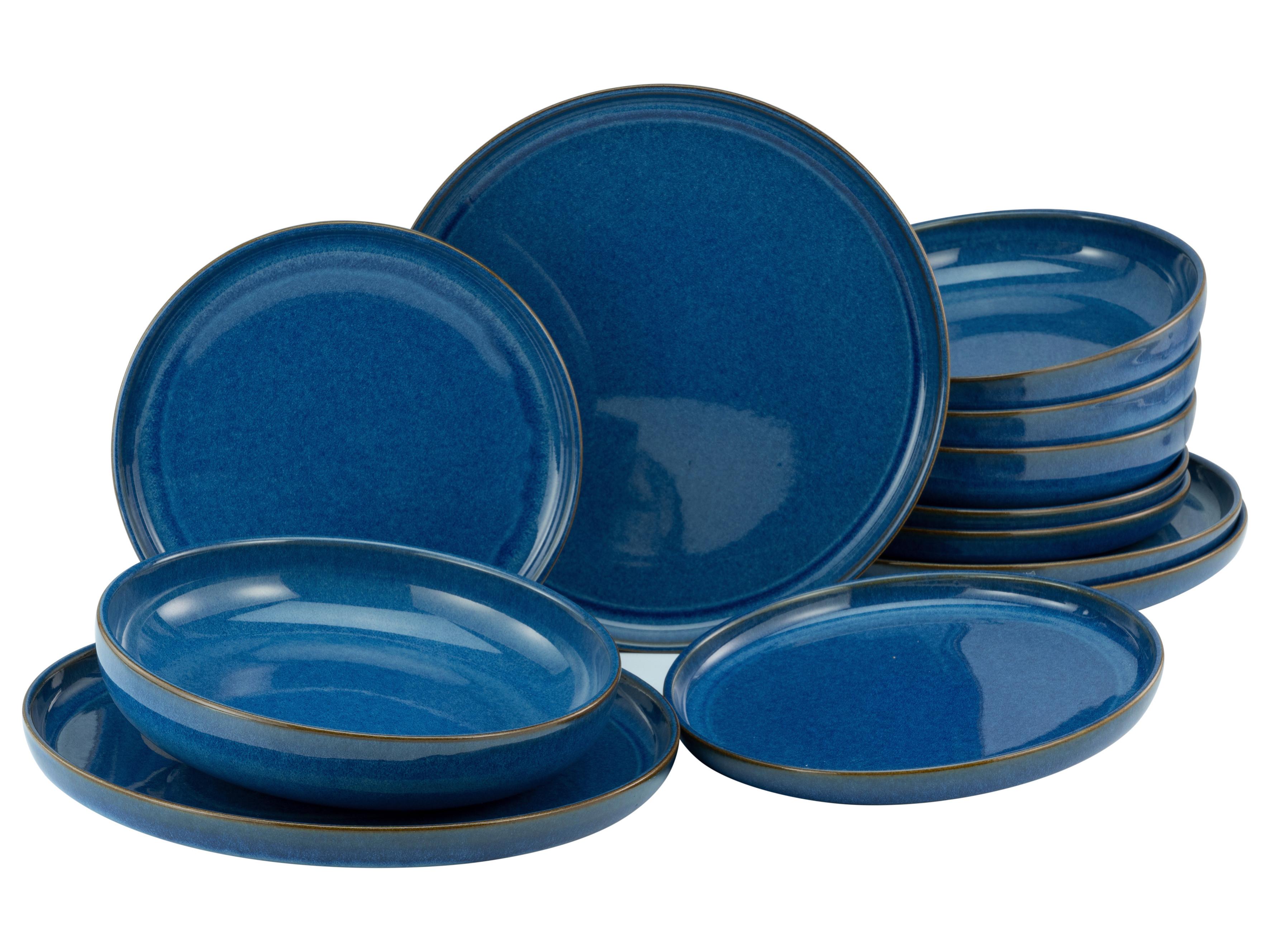 Jedilni Servis Uno Atlantico, 12-Delni - modra/rjava, Basics, keramika - Creatable