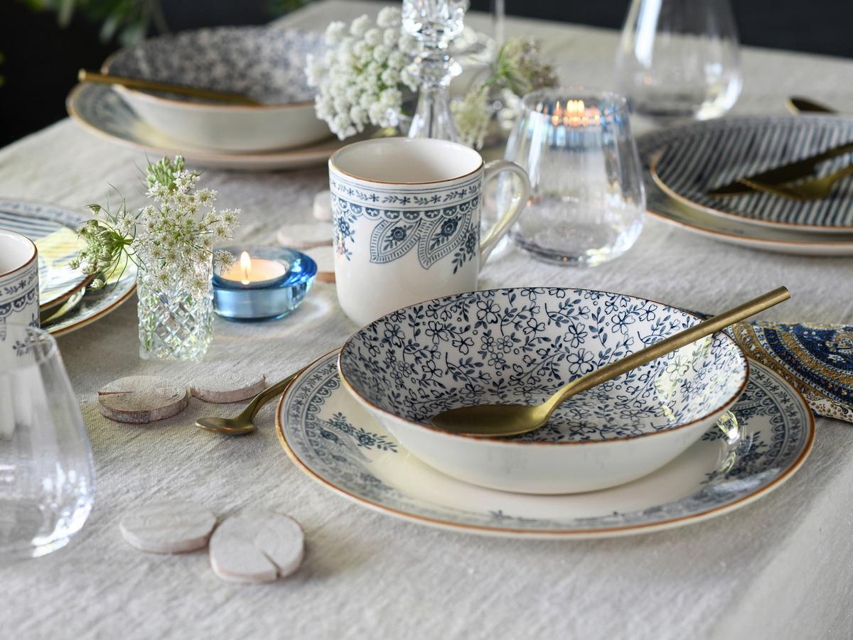 Kombinirani Servis Euböa, 16-Delni - modra/bela, Basics, keramika - Creatable