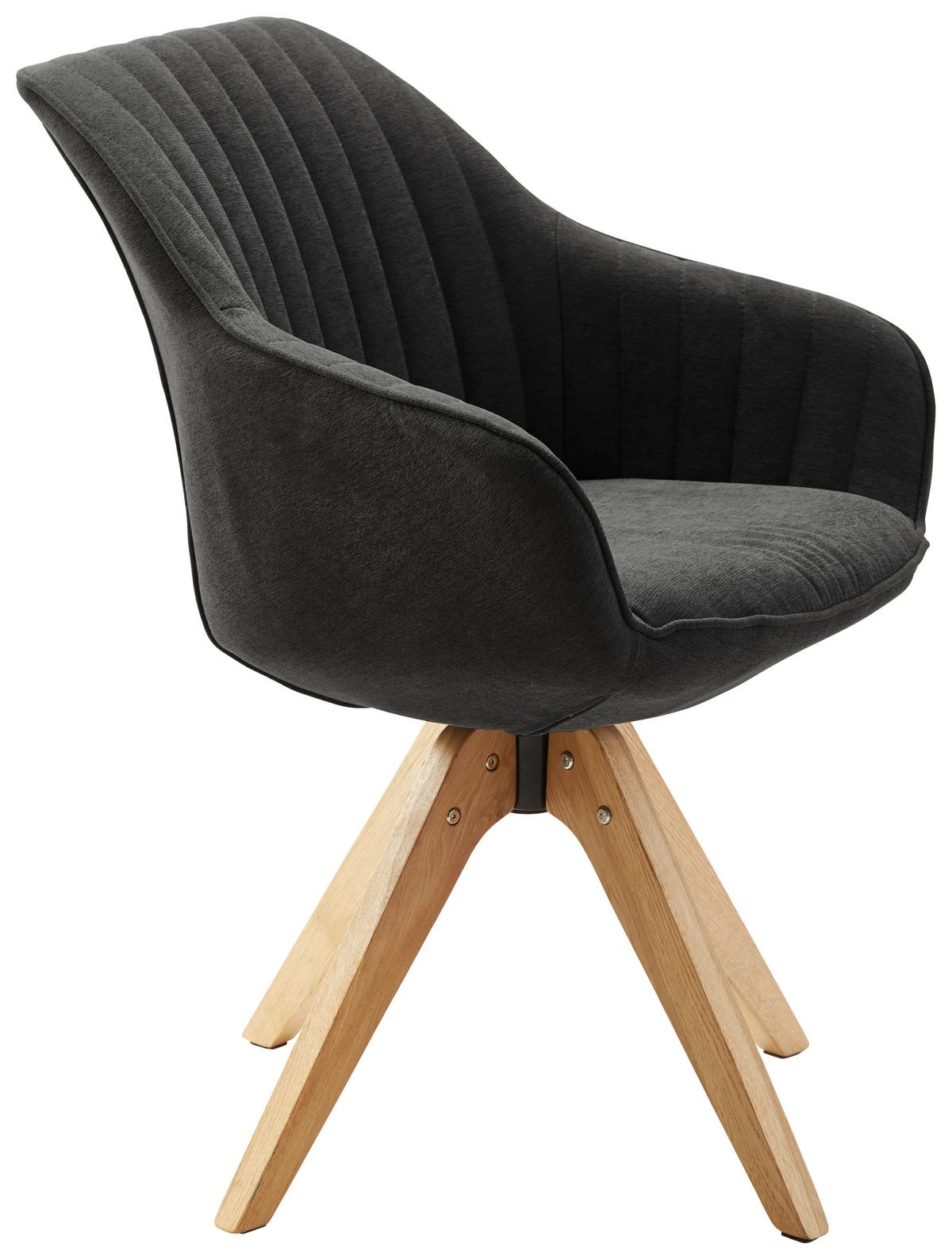 KRZESŁO Z PODŁOKIETNIKAMI CHILL    -HOM IN- - antracytowy/kolor naturalny, Lifestyle, tkanina/drewno (60/83/65cm) - Hom`in